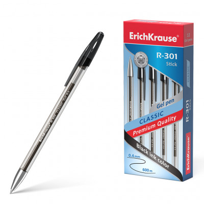 Ручка гелевая ErichKrause® R-301 Classic Gel Stick 0.5, цвет чернил черный (в...