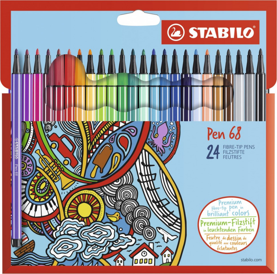 Набор фломастеров Stabilo Pen 68 24 цвета, картон