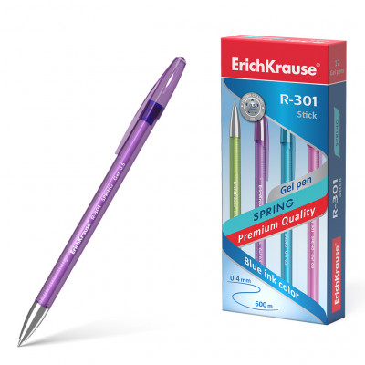 Ручка гелевая ErichKrause® R-301 Spring Gel Stick 0.5, цвет чернил синий (в к...
