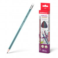 Чернографитный трехгранный карандаш с ластиком  ErichKrause® Sonata HB (в коробке по 12 шт.)