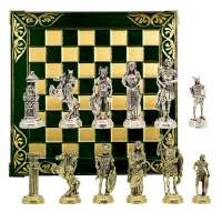 Шахматы подарочные "Римляне VS Галлы", зеленая с патиной доска 45 х 45 см, высота фигурок 9,5 см
