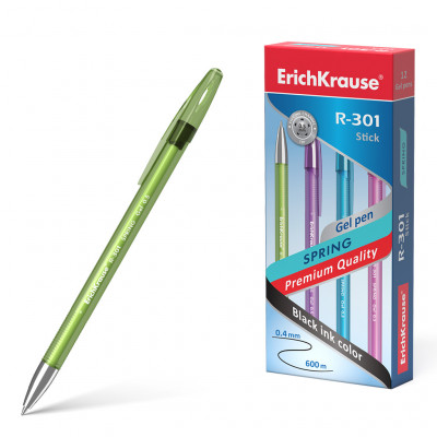 Ручка гелевая ErichKrause® R-301 Spring Gel Stick 0.5, цвет чернил черный (в ...