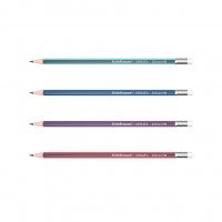 Чернографитный трехгранный карандаш с ластиком  ErichKrause® Sonata HB (в блистере по 4 шт.)