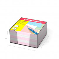 Бумага для заметок ErichKrause®, 90x90x50 мм, 2 цвета: белый, розовый, в пластиковой подставке