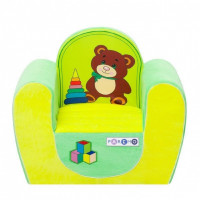 Бескаркасное (мягкое) детское кресло "Медвежонок", цв. Желтый+Салатовый