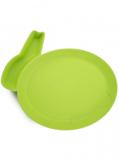 Детская тарелка для кормления dipPLATEs зеленый кролик