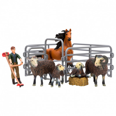 Игрушки фигурки в наборе серии "На ферме", 8 предметов (фермер, лош...