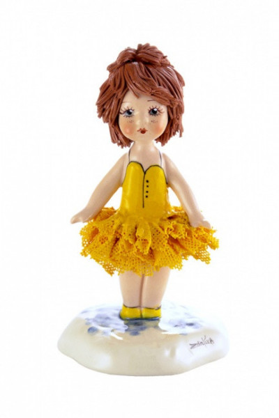 Маленькая балерина в оранжевом, 13,5 см, фарфор, Zampiva, Италия