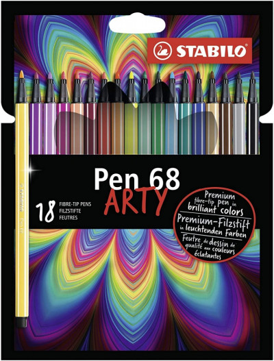 Набор фломастеров Stabilo Pen 68 Arty 18 цветов, картонный футляр
