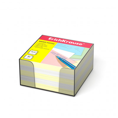 Бумага для заметок ErichKrause®, 90x90x50 мм, 2 цвета: белый, желтый, в пласт...