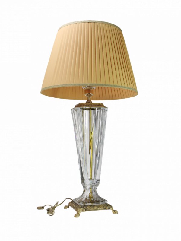 Лампа настольная, размер h = 88, d = 45 см, на бронзовом основании с тканевым абажуром