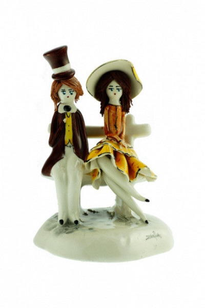 Пара на скамье, 9 cm, фарфор, Zampiva, Италия