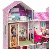 Деревянный кукольный домик "Поместье Агостина", с мебелью 36 предметов в наборе и с гаражом, свет, звук, для кукол 30 см