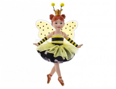Ёлочная игрушка Феечка пчелка в полосато-горошковом платьице, Kurts Adler