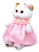 Мягкая игрушка Кошечка Ли-Ли в платье с объемными цветами, высота 24 см
