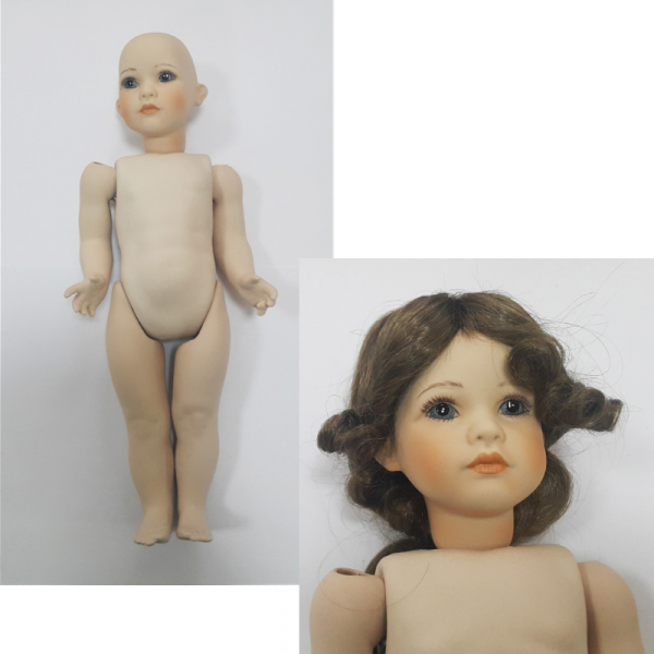 Набор для моделирования: фарфоровый корпус куклы, высота 34 см, искусственный парик