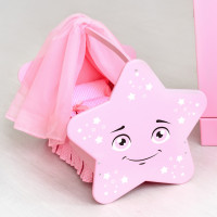 Колыбель для кукол "Звездочка" с постельным бельем и балдахином, цвет: розовый