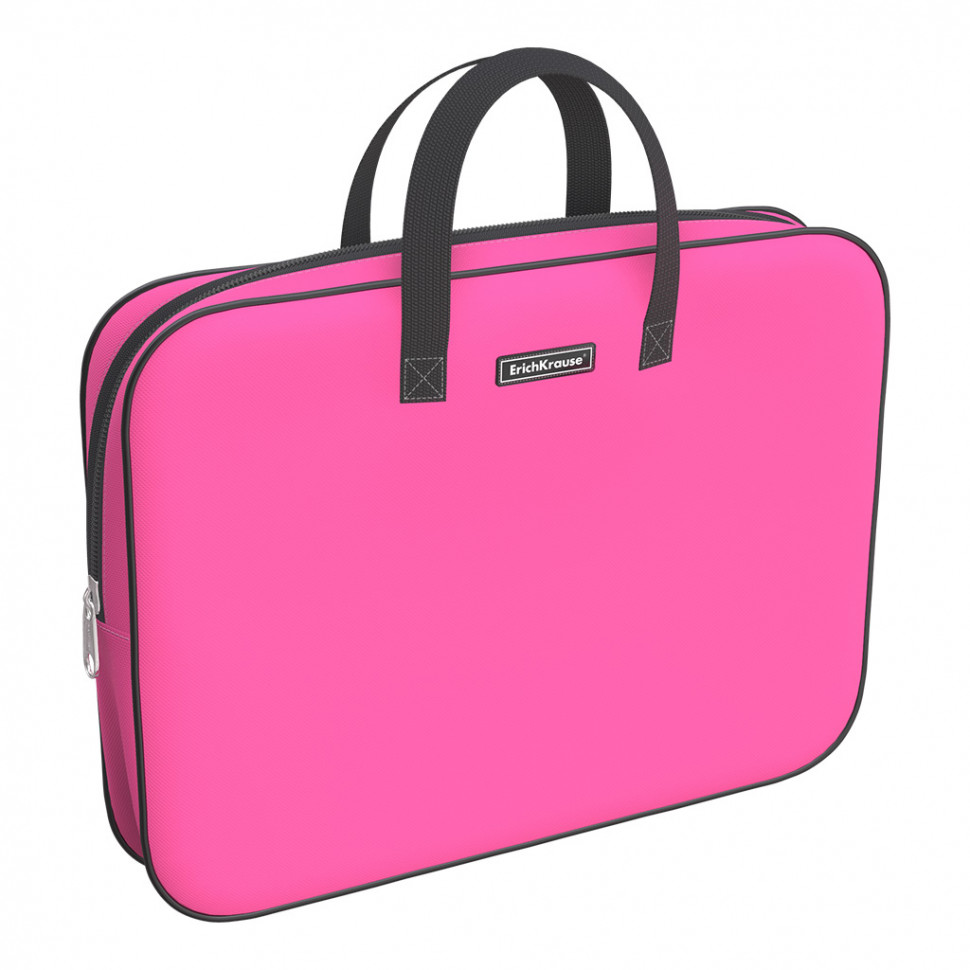 Папка текстильная на молнии ErichKrause® с ручками Neon® Pink, A4+