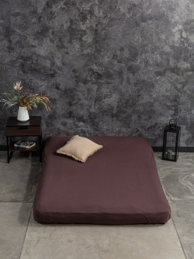 Трикотажная простынь на резинке, цвет шоколад