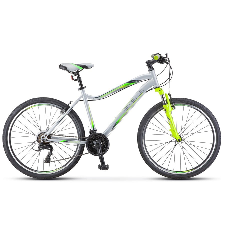 Горный велосипед Stels Miss-5000 V V050 серебристый/салатовый (LU096326)