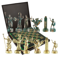 Шахматный набор Троянская война, латунь, размер 36x36x3 см