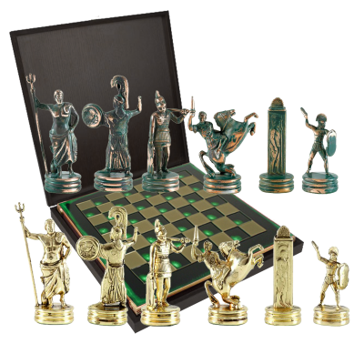 Шахматный набор Троянская война, латунь, размер 36x36x3 см