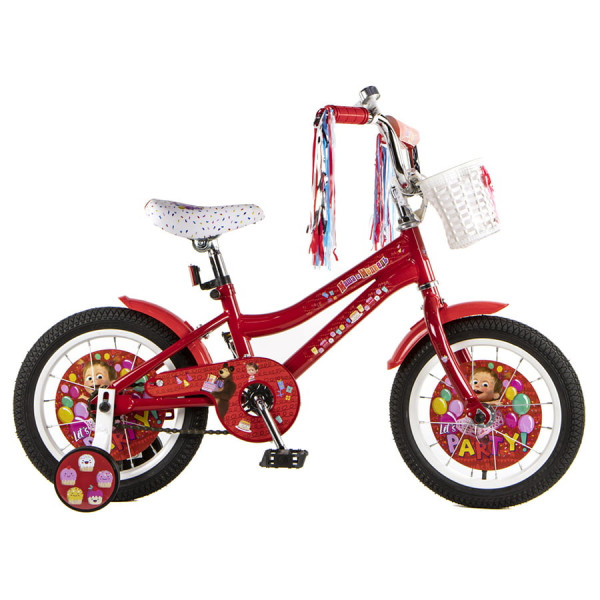 Детский велосипед хардтейл 14" Маша и Медведь красный ВНМ14213