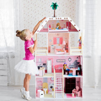 Деревянный кукольный домик "Поместье Монтевиль", с мебелью 16 предметов в наборе, для кукол 30 см