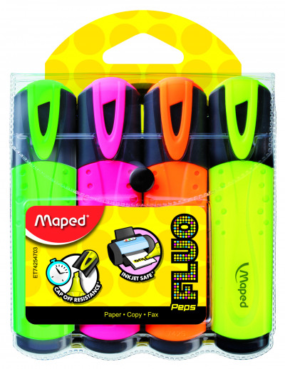 Маркер текстовыделитель FLUO PEP'S CLASSIC набор 4 шт