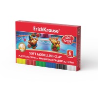 Мягкий восковой пластилин ErichKrause® 6 цветов со стеком, 78г (коробка)
