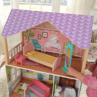 Деревянный кукольный домик "Поппи", с мебелью 11 предметов в наборе, для кукол 30 см