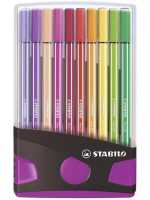 Stabilo Pen 68 Набор фломастеров 20 цветов, в пластиковом футляре Colorparade антрацит/розовый