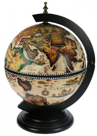 Глобус-бар настольный на ножках, светлый d 33