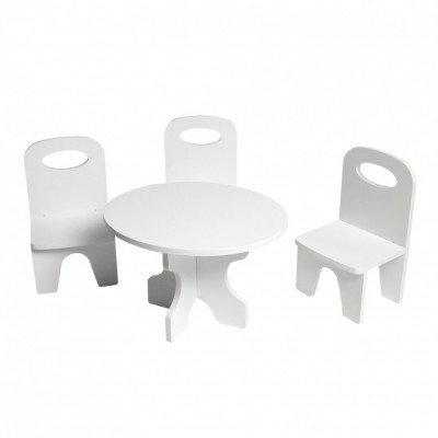 Набор мебели для кукол "Классика": стол + стулья, цвет: белый