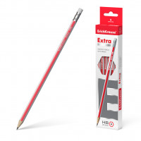 Чернографитный шестигранный карандаш с ластиком ErichKrause® Extra HB (в коробке по 12 шт.)