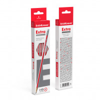 Чернографитный шестигранный карандаш с ластиком ErichKrause® Extra HB (в коробке по 12 шт.)