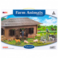 Набор фигурок животных cерии "На ферме": Ферма игрушка, бык, свиньи, гусь, фермеры, инвентарь - 21 предмет