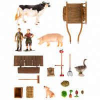 Набор фигурок животных cерии "На ферме": Ферма игрушка, бык, свиньи, гусь, фермеры, инвентарь - 21 предмет