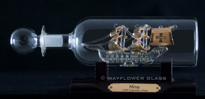 Корабль в бутылке Нина, размер  d=5.6, L=21 см