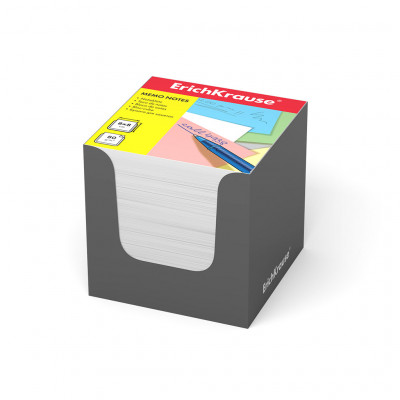Бумага для заметок ErichKrause®, 80x80x80 мм, белый, в серой картонной подставке