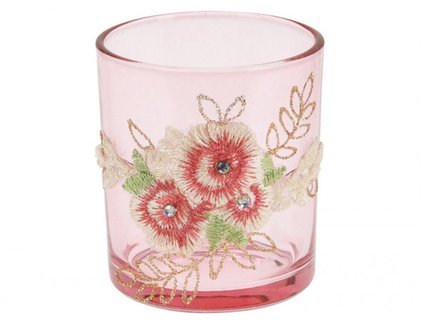 Подсвечник под чайную свечу "Кружевное лето", светло-розовый