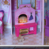 Деревянный кукольный домик "Розовый Замок", с мебелью 16 предмета в наборе, свет, звук, для кукол 30 см