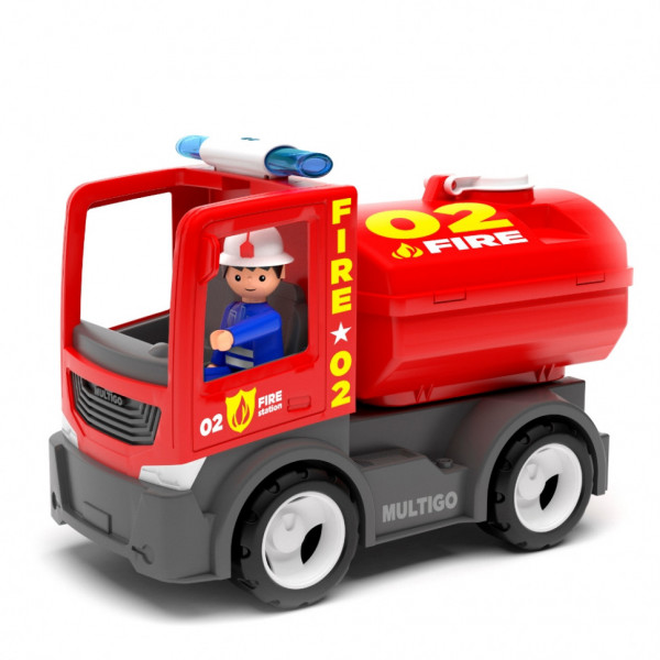 Пожарная машина с цистерной и с водителем игрушка 22 см