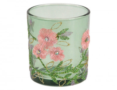 Подсвечник под чайную свечу "Кружевное лето", светло-зелёный