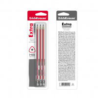 Чернографитный трехгранный карандаш с ластиком ErichKrause® Extra HB (в блистере по 3 шт.)