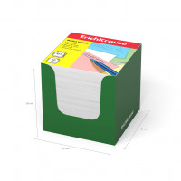 Бумага для заметок ErichKrause®, 80x80x80 мм, белый, в зеленой картонной подставке