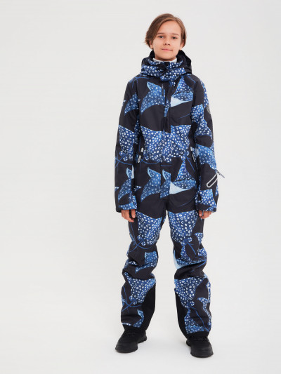 Детский комбинезон BJÖRKA, цвет черный с принтом скаты