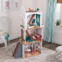 Деревянный кукольный домик "Роуен", с мебелью 13 предметов в наборе, для кукол 30 см
