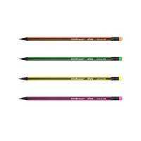 Чернографитный трехгранный карандаш с ластиком  ErichKrause® VIVO® HB (в коробке по 12 шт.)