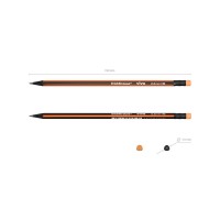Чернографитный трехгранный карандаш с ластиком  ErichKrause® VIVO® HB (в коробке по 12 шт.)